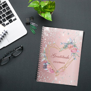 Cuaderno Gratitude journal blasfemia purpurina de plata flo
