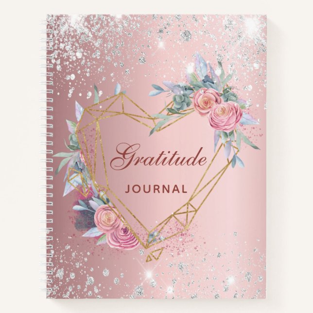 Cuaderno Gratitude journal blasfemia purpurina de plata flo (Anverso)