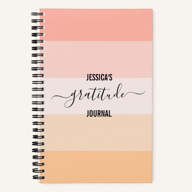 Cuaderno Gratitude Journal blush nombre de script rayado ro (Anverso)