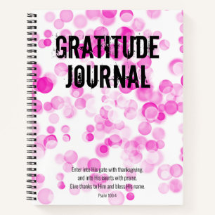 Cuaderno Gratitude Journal Burbujas rosadas Salmo Biblia Ve