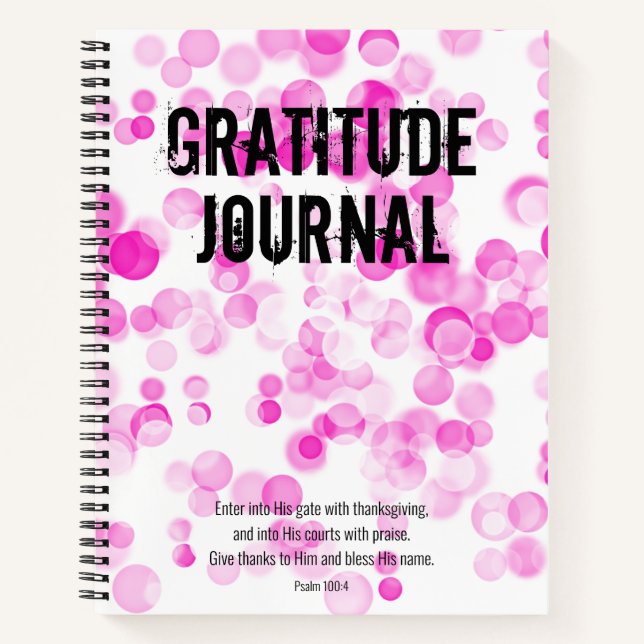 Cuaderno Gratitude Journal Burbujas rosadas Salmo Biblia Ve (Anverso)