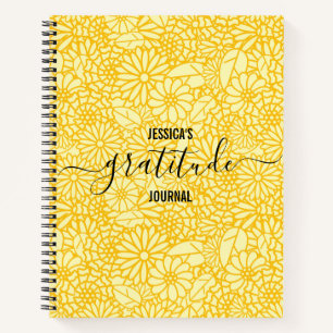 Cuaderno Gratitude Journal Custom Name Floral Daisy Pattern