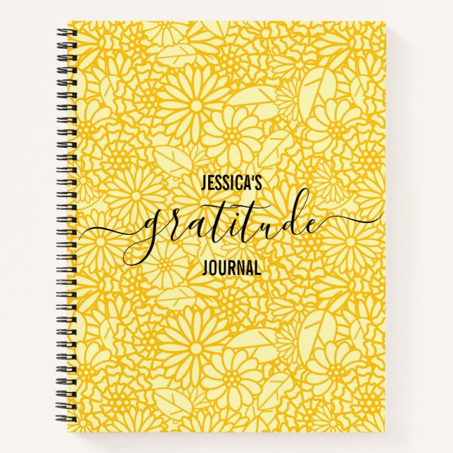 Cuaderno Gratitude Journal Custom Name Floral Daisy Pattern (Anverso)