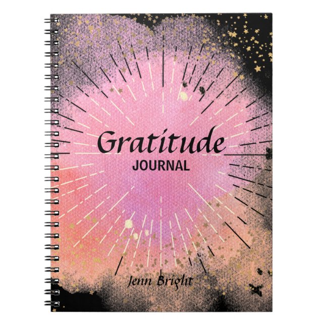 Cuaderno Gratitude Journal Custom Name Pink Black (Frente)