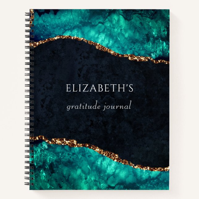 Cuaderno Gratitude Journal Green Agate Gold Purpurina (Anverso)