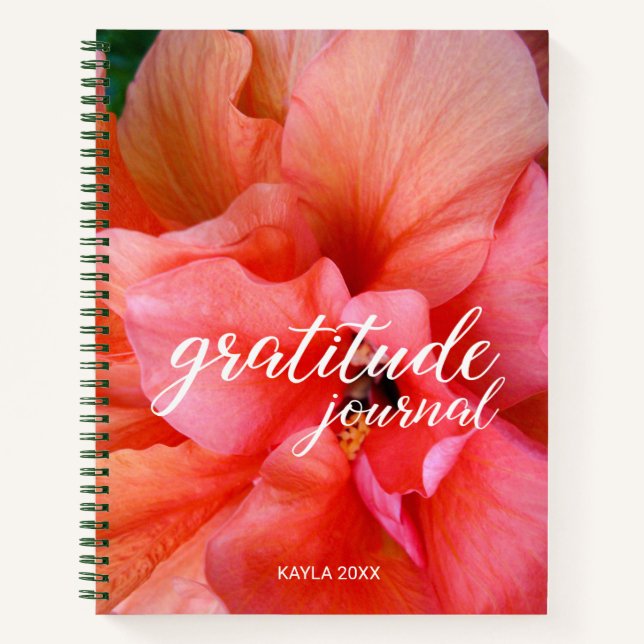 Cuaderno Gratitude Journal Hermosa flor y nombre personaliz (Anverso)