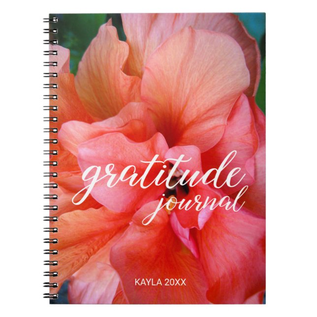 Cuaderno Gratitude Journal Hermosa flor y nombre personaliz (Frente)