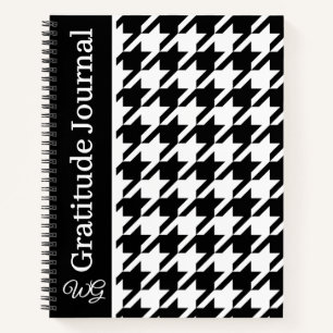 Cuaderno Gratitude Journal Houndstoth Black and White