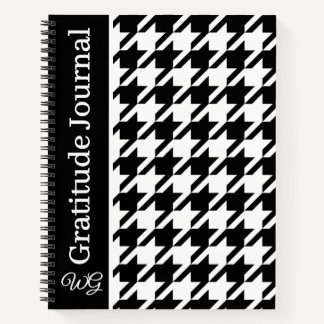 Cuaderno Gratitude Journal Houndstoth Black and White