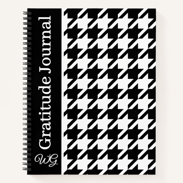 Cuaderno Gratitude Journal Houndstoth Black and White (Anverso)