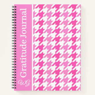 Cuaderno Gratitude Journal Houndstoth Pink and White