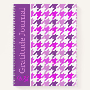 Cuaderno Gratitude Journal Houndstoth Purple and White
