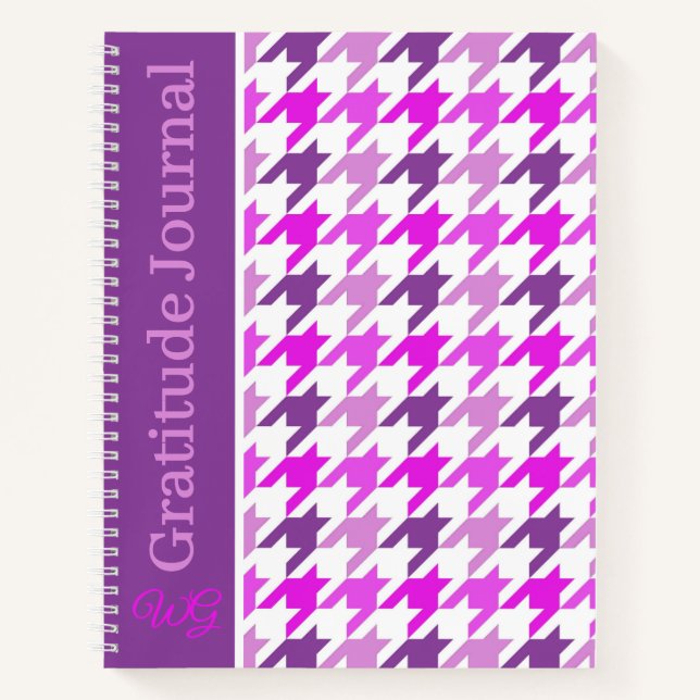 Cuaderno Gratitude Journal Houndstoth Purple and White (Anverso)