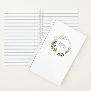 Cuaderno Gratitude Journal INITIALS Rustic Modern Leaves