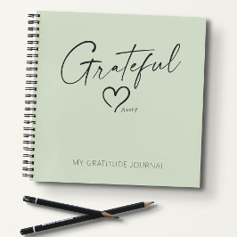 Cuaderno Gratitude Journal moderno guión de tinta de corazó