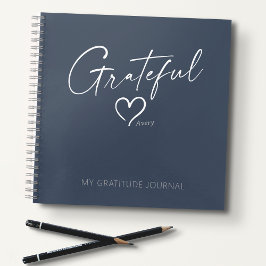 Cuaderno Gratitude Journal moderno guión de tinta de corazó