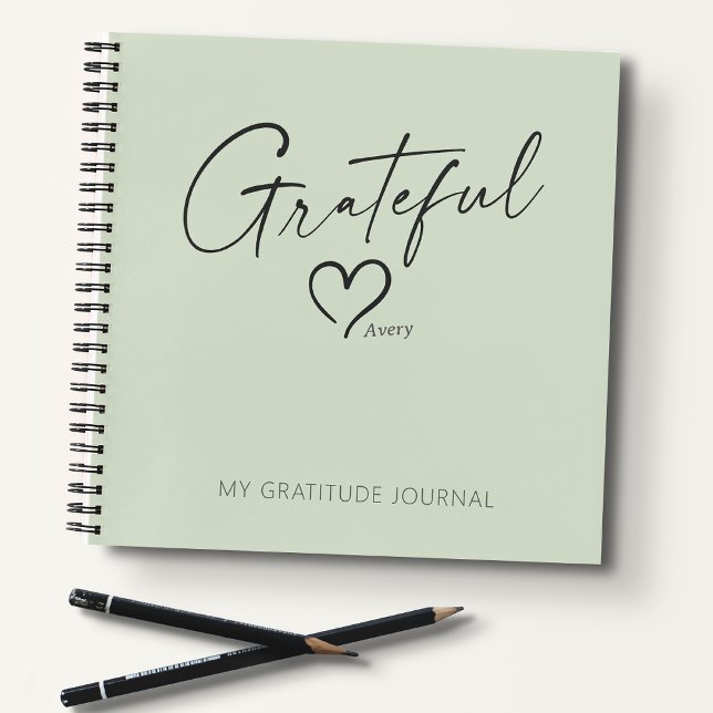 Cuaderno Gratitude Journal moderno guión de tinta de corazó (Subido por el creador)