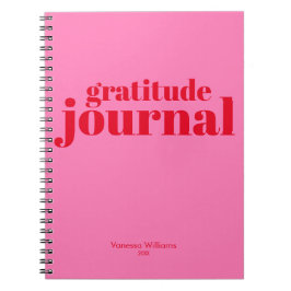 Cuaderno Gratitude Journal Moderno negrita rojo - rosa cali