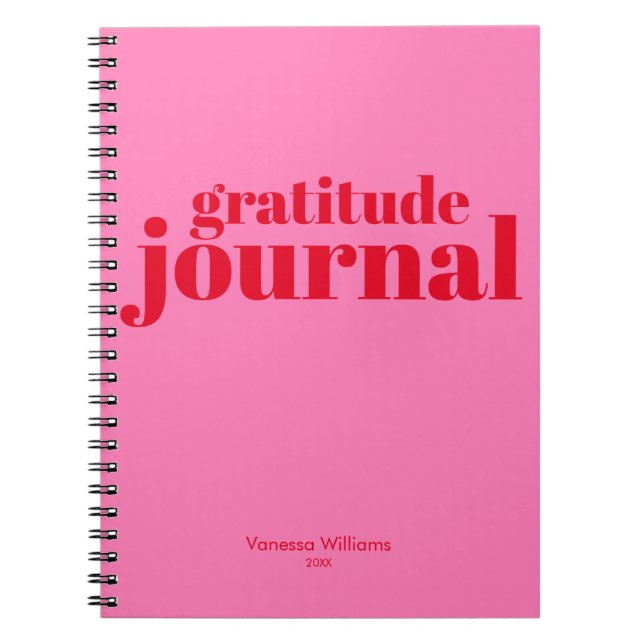 Cuaderno Gratitude Journal Moderno negrita rojo - rosa cali (Frente)