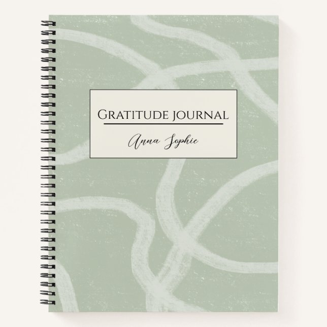 Cuaderno Gratitude Journal nombre personalizado Green Sage  (Anverso)