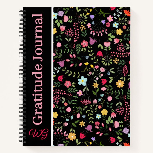 Cuaderno Gratitude Journal Personalizado Floral de flores s (Anverso)