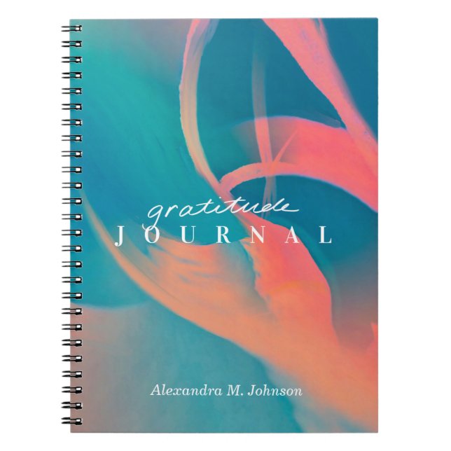 Cuaderno Gratitude Journal personalizado Neon Modern Trendy (Frente)