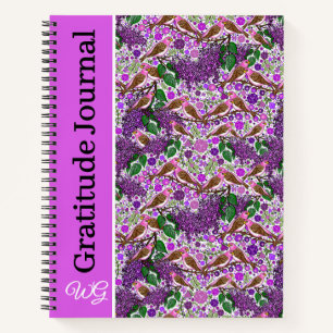 Cuaderno Gratitude Journal Personalized Purple Finch Lilacs