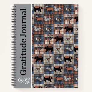 Cuaderno Gratitude Journal Personalized Wildlife Plaid