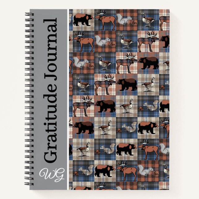 Cuaderno Gratitude Journal Personalized Wildlife Plaid (Anverso)