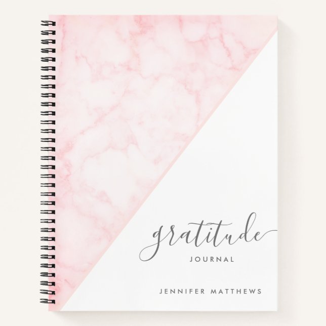 Cuaderno Gratitude Journal Pink Moda Marble Personalizado (Anverso)