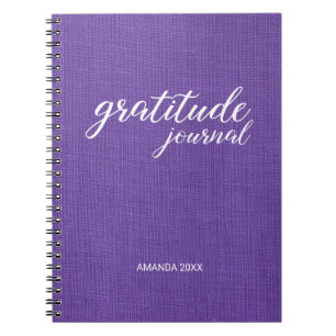 Cuaderno Gratitude Journal Purple Linen Foto Nombre persona