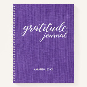 Cuaderno Gratitude Journal Purple Linen Foto Nombre persona