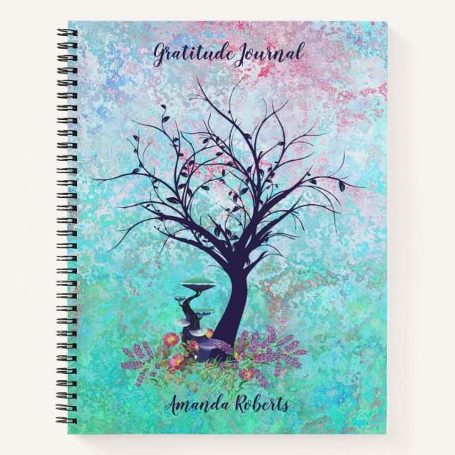 Cuaderno Gratitude Journal Serene Verde azulado y rosa (Anverso)