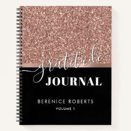 Cuaderno Gratitude Journaling Rosa Purpurina de oro Nombre 