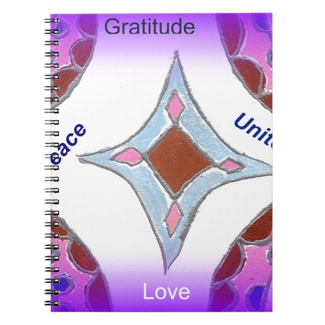 Cuaderno "Gratitude Peace Love Unite" Mandala Art Print (Frente)