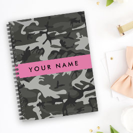 Cuaderno Gray Camouflage Pattern, Your name, Personalize