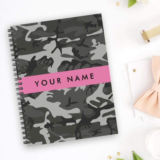 Cuaderno Gray Camouflage Pattern, Your name, Personalize (Subido por el creador)