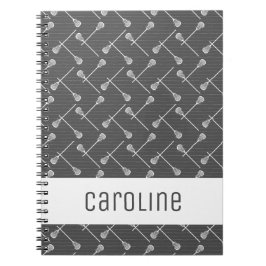 Cuaderno Gray Lacrosse White Sticks Patterned