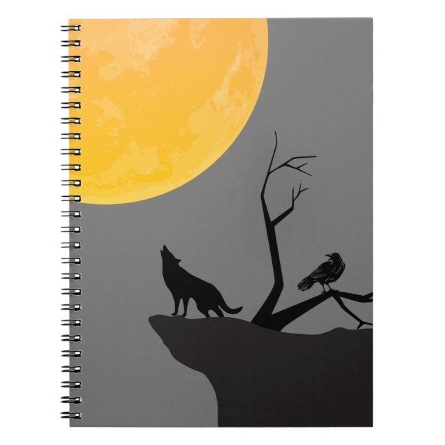 Cuaderno Gray Moon Wolf Raven Notes (Frente)
