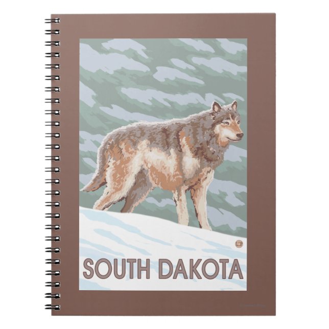 Cuaderno Gray Wolf Standing Dakota del Sur (Frente)