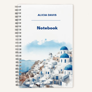 Cuaderno Grecia Myconos acuarela | tu nombre