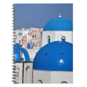 Cuaderno Grecia, Santorini. Campanario y cúpulas azules de