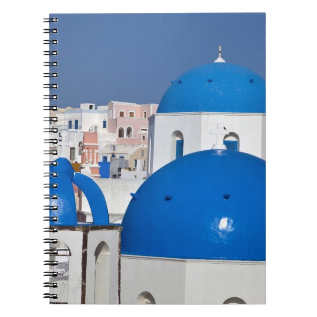 Cuaderno Grecia, Santorini. Campanario y cúpulas azules de (Frente)