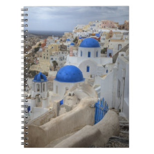 Cuaderno Grecia, Santorini. Campanario y cúpulas azules de