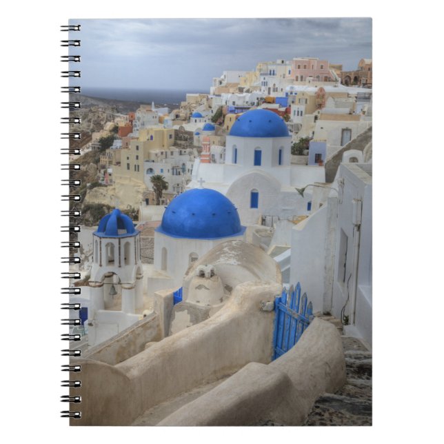 Cuaderno Grecia, Santorini. Campanario y cúpulas azules de  (Frente)