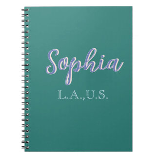Cuaderno GREEN add name girl boss text PURPLE elegant