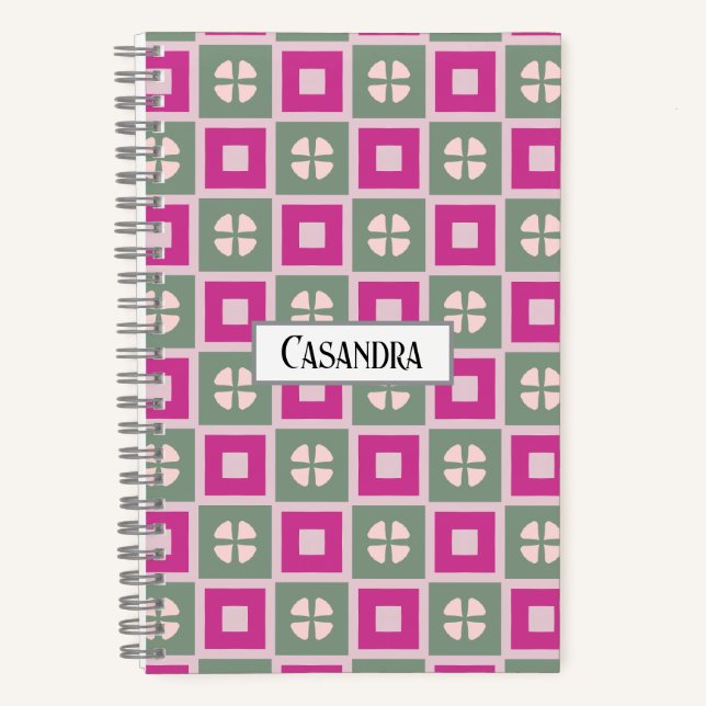 Cuaderno Green and Magenta Boxed Floral Spiral Notebook (Anverso)