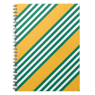 Cuaderno Green and white five stripe pattern with yellow