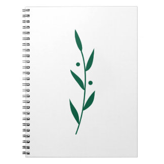 Cuaderno Green and White Leaf Branch Clean Botanical 