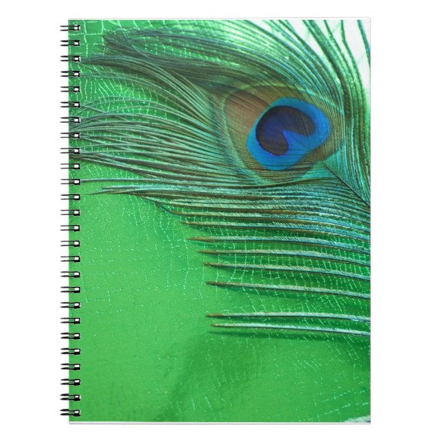 Cuaderno Green and White Peacock Feather Still Life (Frente)